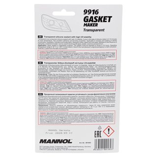 Sealant silicone gasket maker transparent MANNOL 9916 12 X 85 g