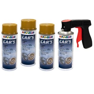 Felgenlack Lack Spray Cars Dupli Color 385902 Gold 4 X 400 ml mit Pistolengriff