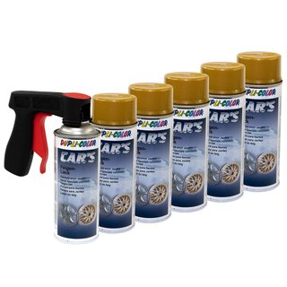 Felgenlack Lack Spray Cars Dupli Color 385902 Gold 6 X 400 ml mit Pistolengriff