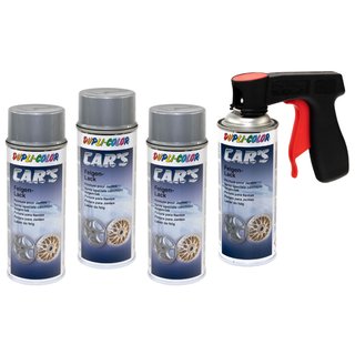 Felgenlack Lack Spray Cars Dupli Color 385919 Silber 4 X 400 ml mit Pistolengriff