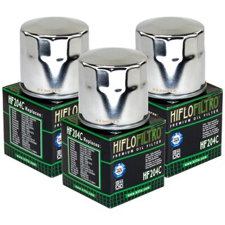 Oilfilter Engine Oil Filter Hiflo chromed HF204C Set 3 Pieces