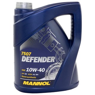 Engineoil Engine oil semisynthetic MANNOL Defender 10W-40 API SN 5 liters