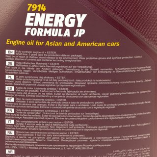 Motorl Motor l MANNOL 5W30 Energy Formula JP API SN 4 Liter