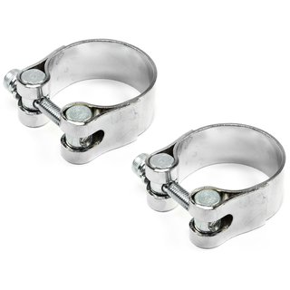 Exhaust clamps 38 mm chrome 2 pieces