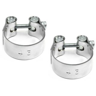 Exhaust clamp 43 mm chrome 2 pieces