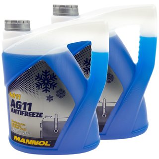 Khlerfrostschutz MANNOL Frostschutz Antifreeze 2 X 5 Liter Fertiggemisch -40C blau AG11 G11