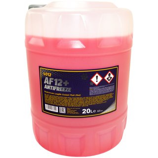 Khlerfrostschutz MANNOL Frostschutz Antifreeze 20 Liter Fertiggemisch -40C rot AF12 G12