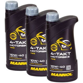 Motorl Motor l MANNOL Motorbike 4-Takt 10W-40 API SL 3 X 1 Liter