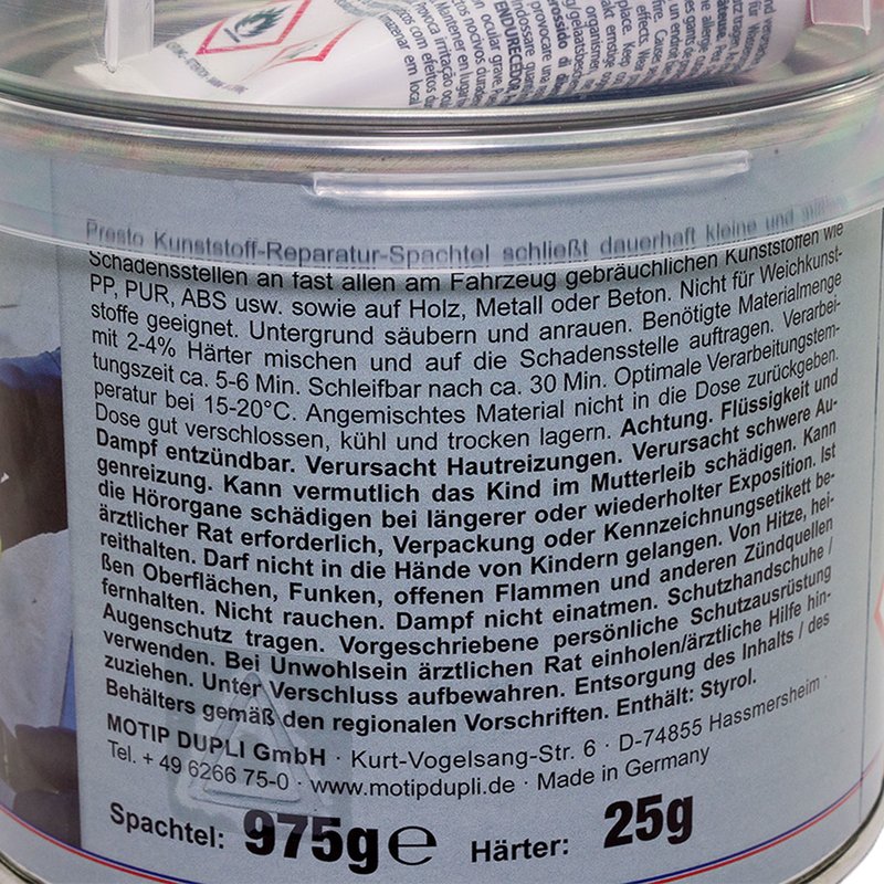 Presto 2K Kunststoff Spachtel 2 X 1 kg schwarz online kaufen im M, 28,99 €