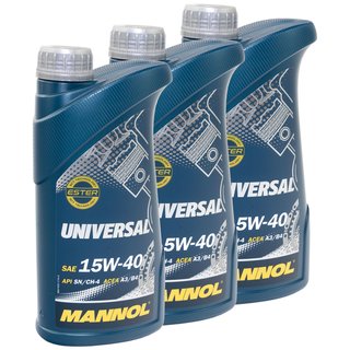 Engineoil Engine oil MANNOL 15W-40 Universal API SG/CH-4 3 X 1 liters
