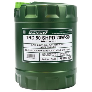 Engineoil Engine Oil FANFARO 20W-50 TRD 50 SHPD API CH-4/SL 10 liters