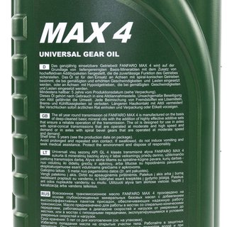 Gearoil Gear oil FANFARO MAX 4 80W-90 GL-4 API GL4 shift 3 X 1 liter
