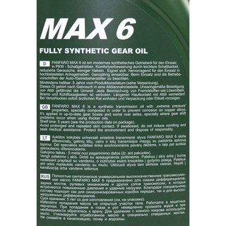 Gearoil Gear oil FANFARO MAX 6 75W-90 GL-5 3 X 1 liters