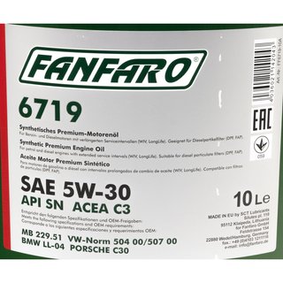 Engineoil Engine Oil FANFARO 5W-30 API SN 10 liters