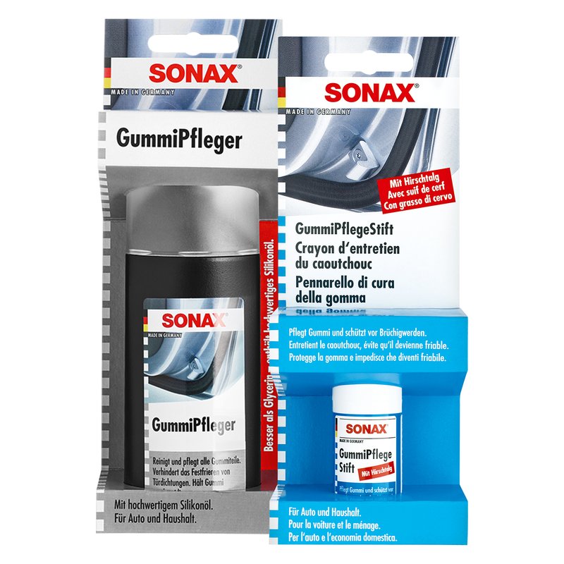 SONAX GummiPfleger mit Schwammapplikator (100 ml) reinigt, pflegt & hält  alle Gummiteile elastisch, verhindert festfrieren & festkleben von  Gummidichtungen