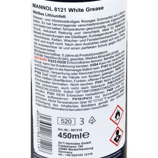 Chainspray White Grease Spraygrease MANNOL 8121 12 X 450 ml