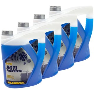 Khlerfrostschutz MANNOL Frostschutz Antifreeze 4 X 5 Liter Fertiggemisch -40C blau AG11 G11