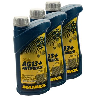 Khlerfrostschutz MANNOL Advanced Antifreeze 3 X 1 Liter Fertiggemisch -40C gelb
