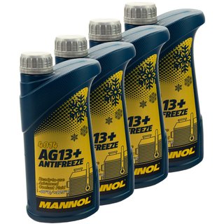 Khlerfrostschutz MANNOL Advanced Antifreeze 4 X 1 Liter Fertiggemisch -40C gelb