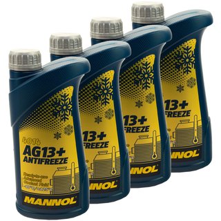 Khlerfrostschutz MANNOL Advanced Antifreeze 4 X 1 Liter Fertiggemisch -40C gelb