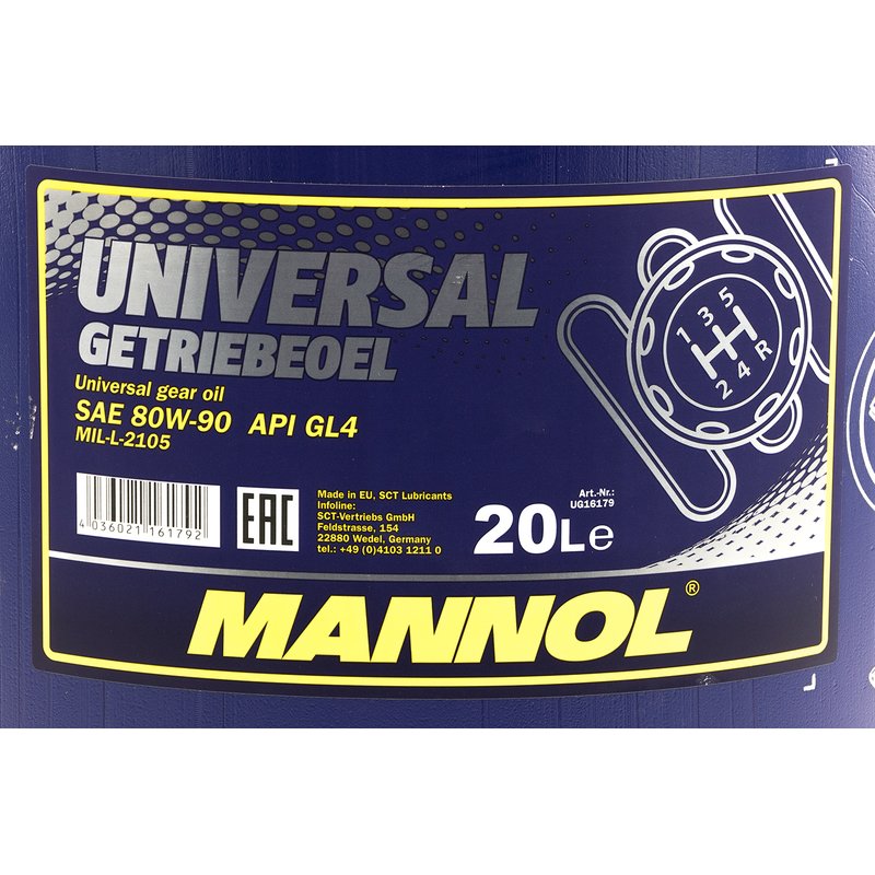 MANNOL Universal Getriebeoel 80W-90 API GL 4, 1x 20 L +