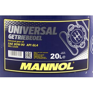 Gearoil Gear Oil MANNOL Universal 80W-90 API GL 4 20 liters incl. outlet tap