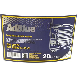 MANNOL AdBlue Harnstofflsung Abgasreinigung Diesel TDI CDI HDI 20 Liter inkl. Auslasshahn