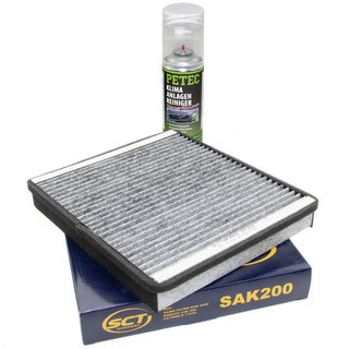 Cabin filter SCT SAK200 + cleaner air conditioning PETEC
