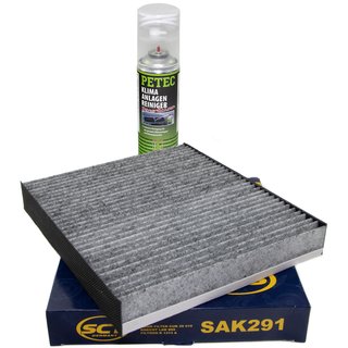 Innenraumfilter SAK291 + Klimaanlagen Reiniger 500 ml PETEC