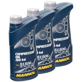 Kompressoröl Kompressor Öl MANNOL ISO 46 3 X 1 Liter