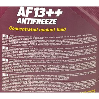Kühlerfrostschutz Kühlmittel Konzentrat MANNOL AF13++ Antifreeze 2 X 5 Liter -40°C rot