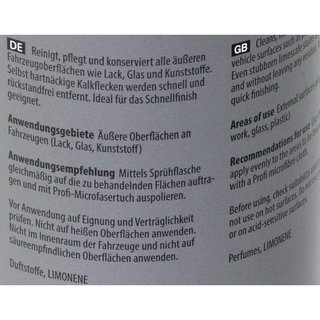 Schnellglanz mit Kalk- ex Finish Spray exterior Koch Chemie 1 Liter