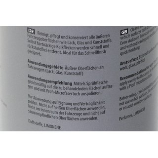 Schnellglanz mit Kalk- ex Finish Spray exterior Koch Chemie 1 Liter + Sprhkopf & Microfasertuch
