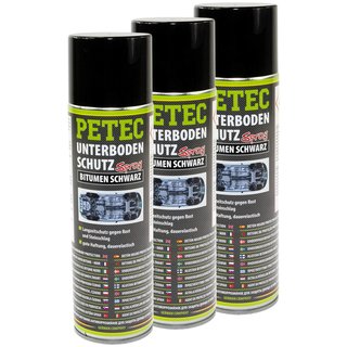 Unterbodenschutz Spray Bitumen schwarz PETEC 3 X 500 ml