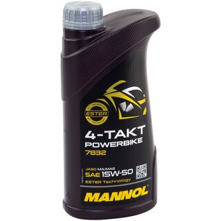 Motorl Motor l MANNOL 4- Takt Powerbike 15W-50 API SM 1 Liter