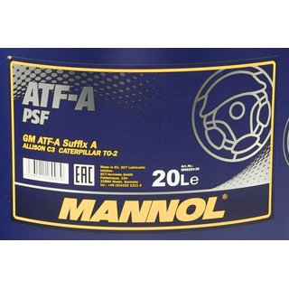 Hydraulikflssigkeit Servol MANNOL ATF-A PSF 20 Liter inkl. Auslasshahn