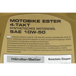 Engine Oil RAVENOL Motobike 4-T Ester SAE 10W-50 3 Liters