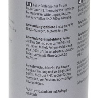 Feine Schleifpolitur Siliconlfrei Fine Cut F6.01 & Micro Cut & Finish M3.02 Koch Chemie je 250 ml