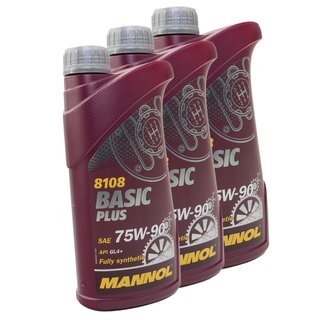 Gearoil Gear oil MANNOL 75W-90 Basic Plus API GL-4+ 3 X 1 liters