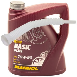 Gearoil Gear oil MANNOL 75W-90 Basic Plus API GL-4+ 4 liters with Spout
