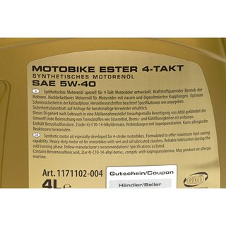 Motorl Set Ester 5W40 4 Liter + lfilter KN-564