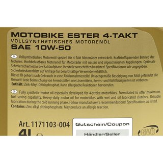 Motorl Set Ester 10W50 4 Liter + lfilter HF112