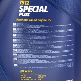 Motorl Motor l MANNOL 10W-30 Special Plus API SN 2 X 5 Liter