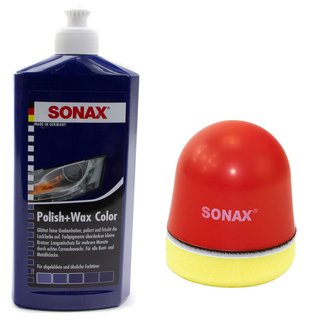Politur Set Polish und Wax Wachs polieren Lack Color blau SONAX 500 ml + P-Ball Schwamm