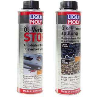 Oil Loss Stop Engine Sealant 1005 300 ml + Oil Sludge Cleaner Rinsing LIQUI MOLY 5200 300 ml