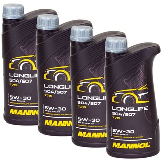 Motorl Motor l MANNOL 5W30 Longlife API SN 4 X 1 Liter