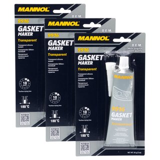 Dichtungsmittel Dichtmasse Silikon Gasket Maker transparent MANNOL 9916 3 X 85 g