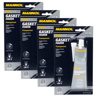 Dichtungsmittel Dichtmasse Silikon Gasket Maker transparent MANNOL 9916 4 X 85 g