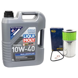Engine oil set MOS2 low viscosity 10W-40 5 liters incl. Oil Filter SCT SF502