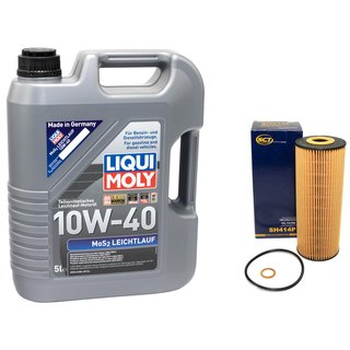 Engine oil set MOS2 low viscosity 10W-40 5 liters incl. Oil Filter SCT SH414P